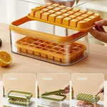 Silicone 2 Layer Ice Cube Trays With Storage Box & Ice Scoop